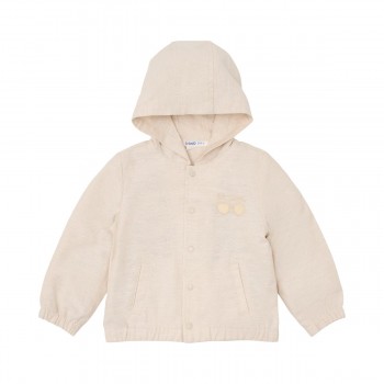 Jacheta cu gluga din bumbac organic - Sand - Little Dutch
