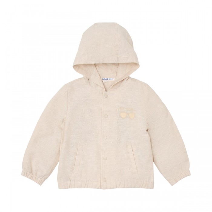 Jacheta cu gluga din bumbac organic - Sand - Little Dutch