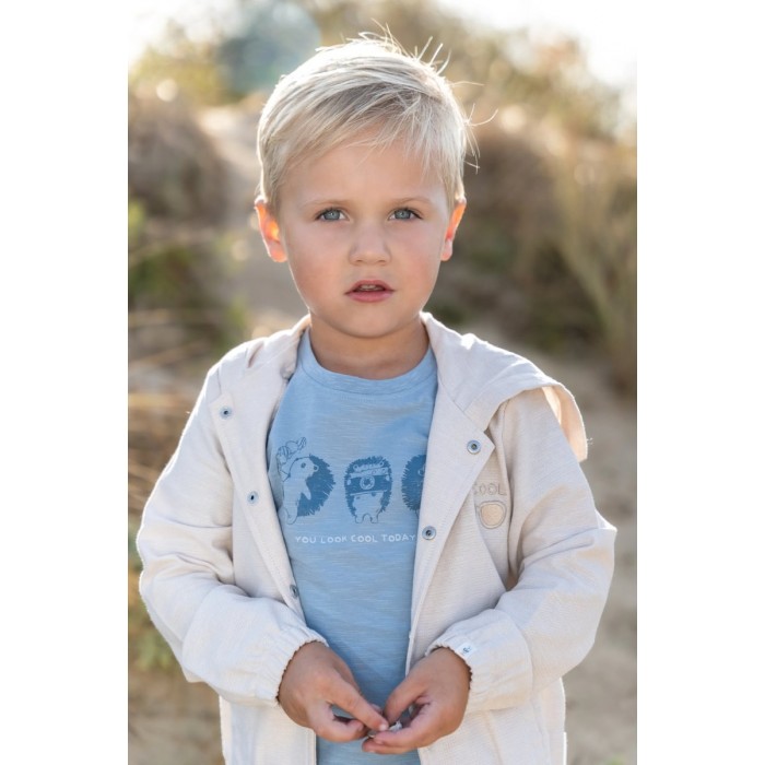 Jacheta cu gluga din bumbac organic - Sand - Little Dutch