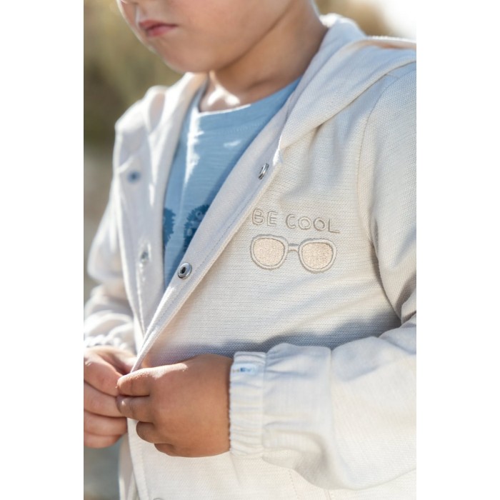 Jacheta cu gluga din bumbac organic - Sand - Little Dutch