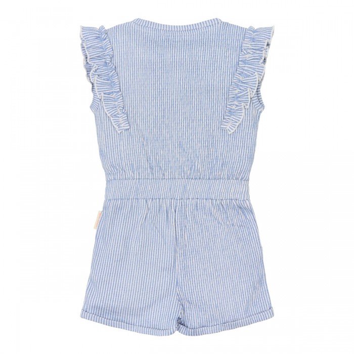 Salopeta pantalon din bumbac organic - Denim Blue Stripe - Little Dutch