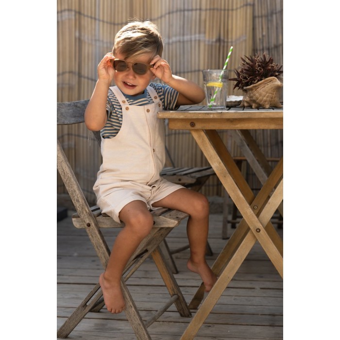 Salopeta din bumbac organic - Sand - Little Dutch