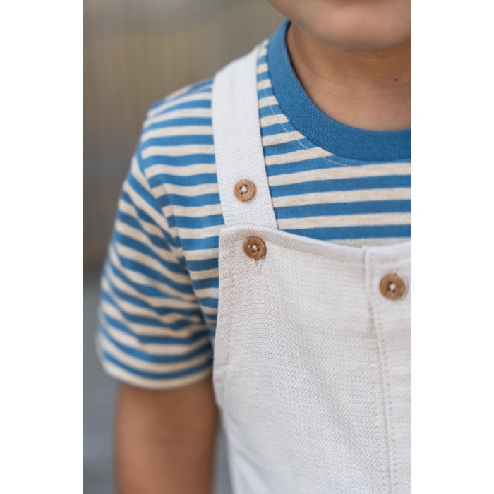 Salopeta din bumbac organic - Sand - Little Dutch