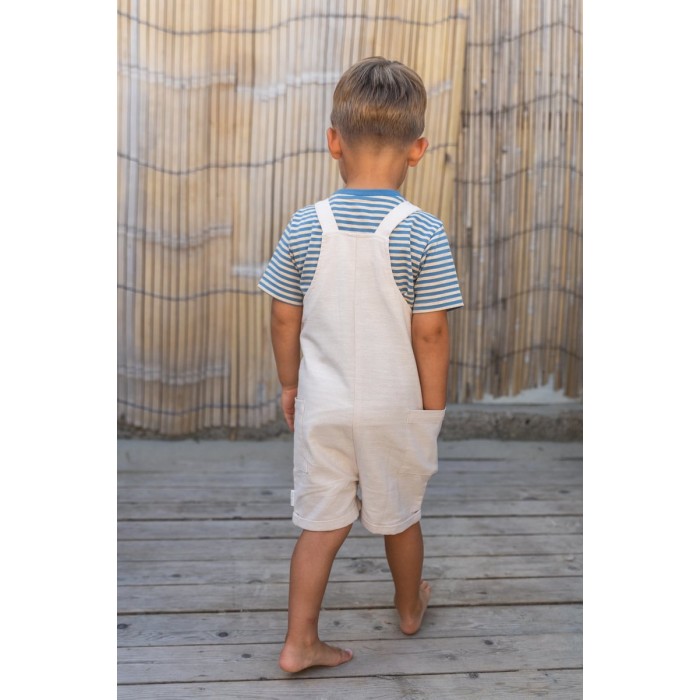 Salopeta din bumbac organic - Sand - Little Dutch