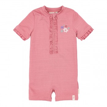 Costum de baie intreg cu maneca scurta - protectie UV 40+ - Dreamy Pink Sparkle - Little Dutch