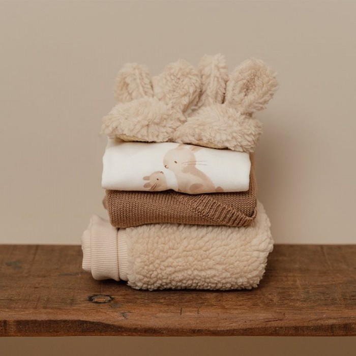 Cardigan tricotat petrecut din mix de lana pentru bebelusi - Brown -  Little Dutch