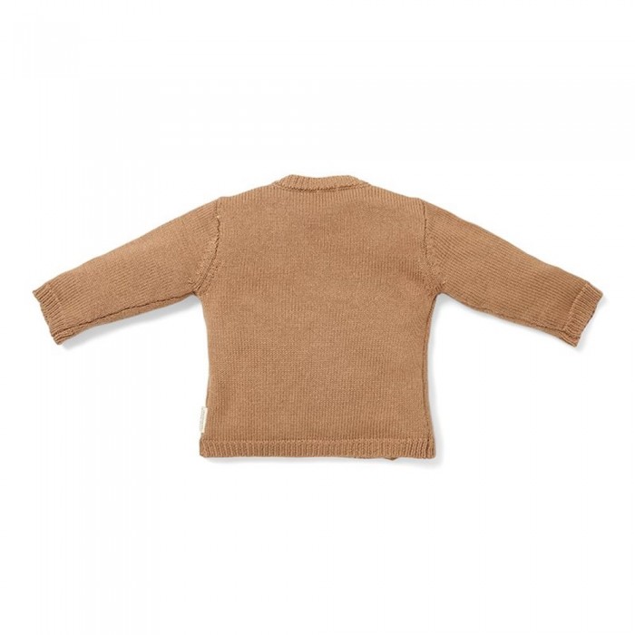 Cardigan tricotat petrecut din mix de lana pentru bebelusi - Brown -  Little Dutch
