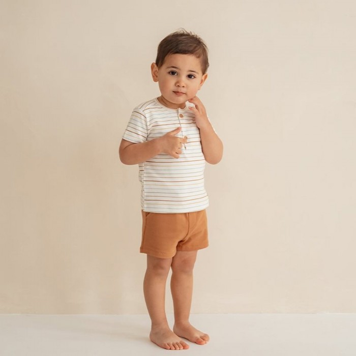 Pantaloni scurti din bumbac organic - Vintage Sunny Stripes - Little Dutch