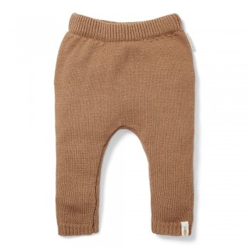Pantaloni tricotati din mix de lana pentru bebelusi - Brown -  Little Dutch