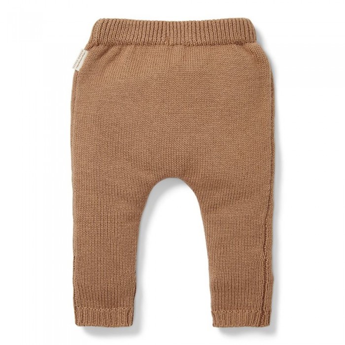 Pantaloni tricotati din mix de lana pentru bebelusi - Brown -  Little Dutch