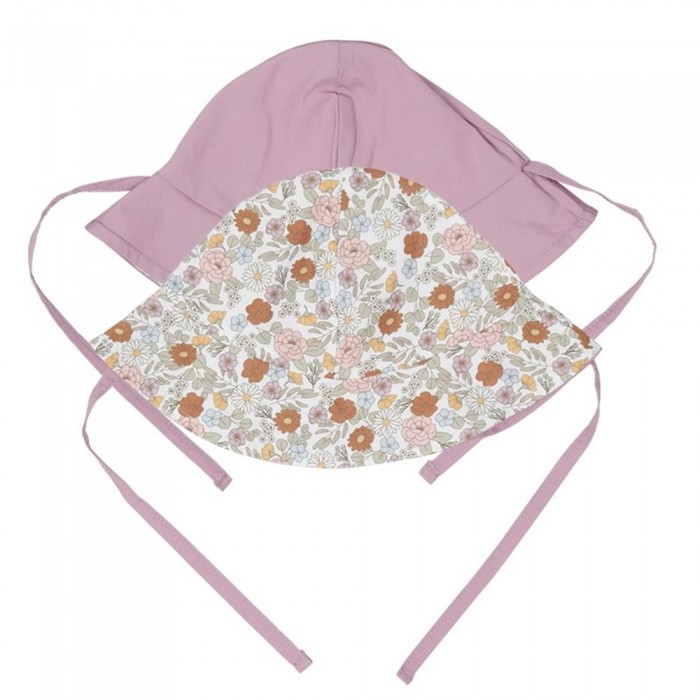 Palarie de soare reversibila cu protectie UV 50 + - Vintage Little Flowers/ Mauve - Little Dutch