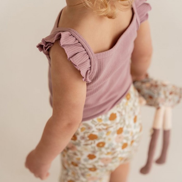 Maiou cu volanase din bumbac organic - Mauve - Little Dutch