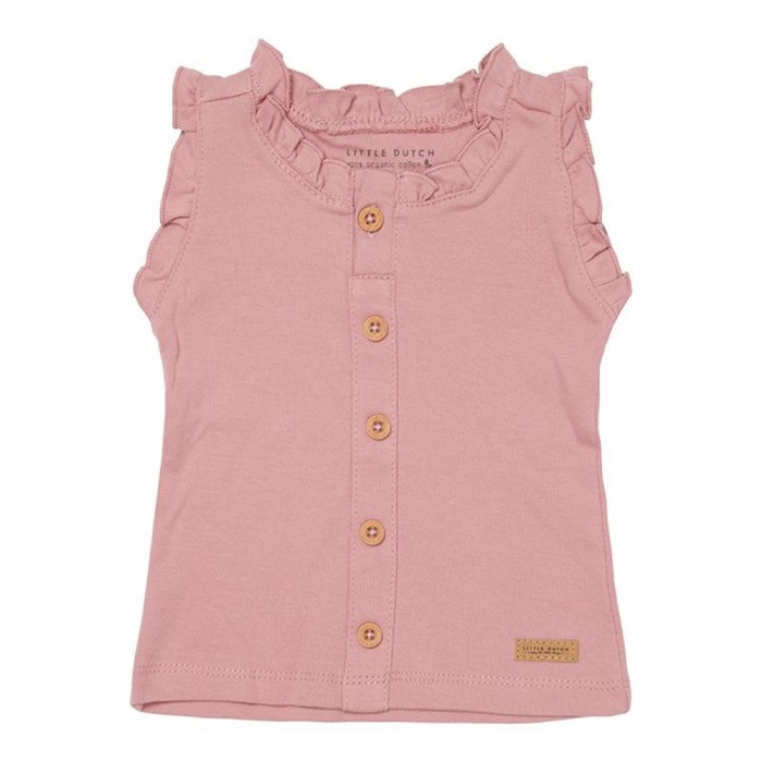 Maiou cu volanase din bumbac organic - Vintage Pink - Little Dutch