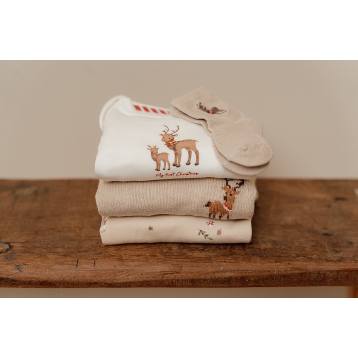 Pijama cu maneca lunga din bumbac organic pentru copii - CHRISTMAS - Little Dutch