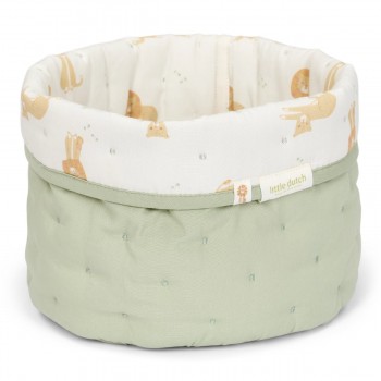 Cos de depozitare rotund matlasat pentru comoda de infasat - 20 x 15 - Green Leo Safari - Little Dutch