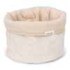 Cos de depozitare rotund matlasat pentru comoda de infasat - 20 x 15 - Pure Soft Beige Stripe - Little Dutch