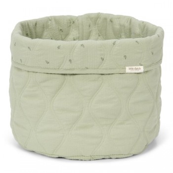 Cos de depozitare matlasat mediu din bumbac organic - 30 x 25 - Pure Sage - Little Dutch