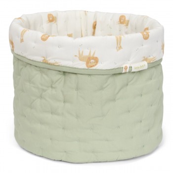 Cos de depozitare matlasat mediu din bumbac organic - 30 x 25 - Green Leo Safari - Little Dutch
