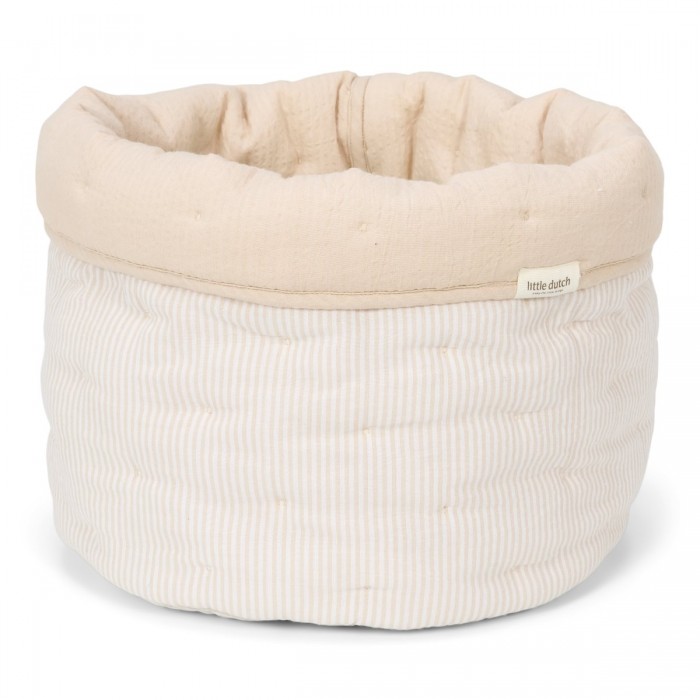 Cos de depozitare matlasat mediu din bumbac organic - 30 x 25 - Pure Soft Beige Stripe - Little Dutch Cos de depozitare matlasat mediu din bumbac organic - 30 x 25 - Pure Soft Beige Stripe - Little Dutch