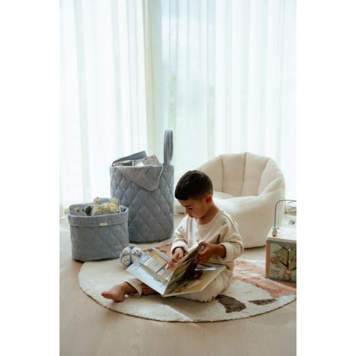 Cos de depozitare matlasat mediu din bumbac organic - 30 x 25 - Pure Denime Blue - Little Dutch Cos de depozitare matlasat mediu din bumbac organic - 30 x 25 - Pure Denime Blue - Little Dutch