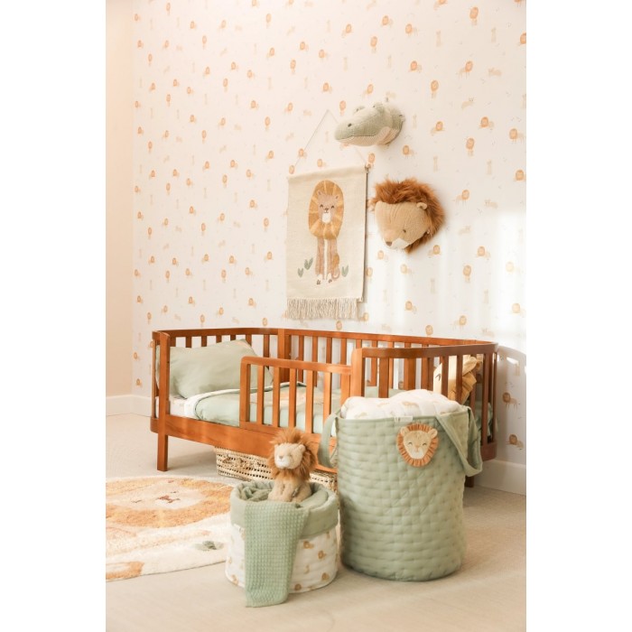 Cos de depozitare din bumbac organic pentru camera copilului - 35x45 cm -  Green Leo Safari - Little Dutch
