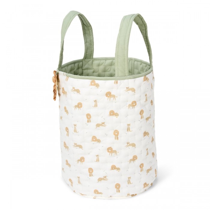 Cos de depozitare din bumbac organic pentru camera copilului - 35x45 cm -  Green Leo Safari - Little Dutch