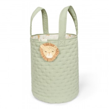 Cos de depozitare din bumbac organic pentru camera copilului - 35x45 cm -  Green Leo Safari - Little Dutch