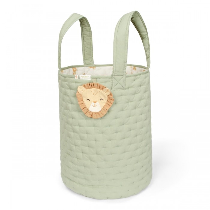 Cos de depozitare din bumbac organic pentru camera copilului - 35x45 cm -  Green Leo Safari - Little Dutch