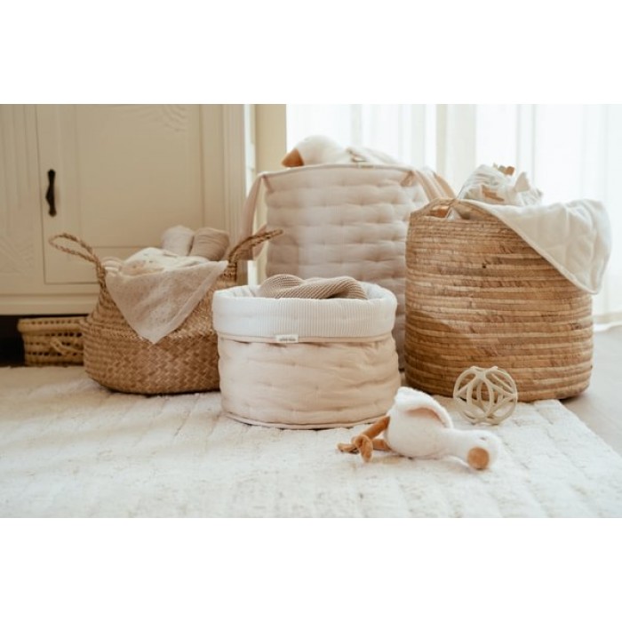 Cos de depozitare din bumbac organic pentru camera copilului - 35x45 cm - Pure Soft Beige Stripe - Little Dutch Cos de depozitare din bumbac organic pentru camera copilului - 35x45 cm - Pure Soft Beige Stripe - Little Dutch