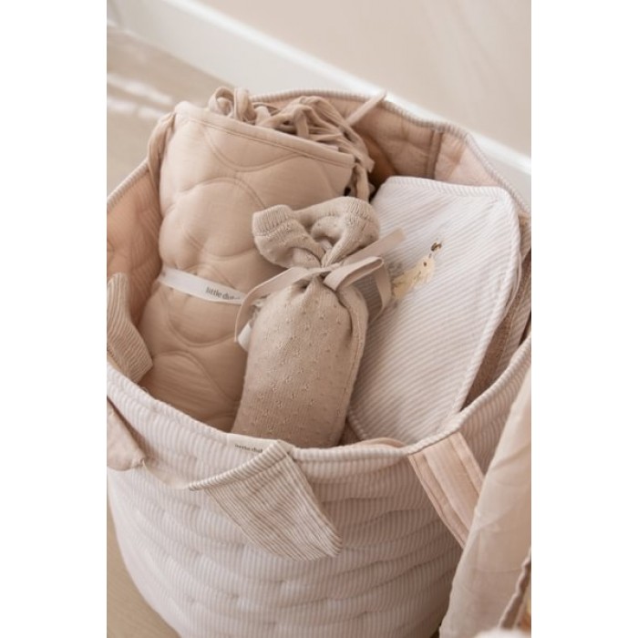 Organizator din bumbac organic pentru patut - Pure Soft Beige - Little Dutch
