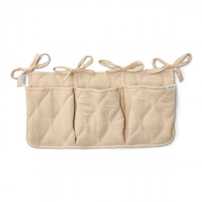 Organizator din bumbac organic pentru patut - Pure Soft Beige - Little Dutch