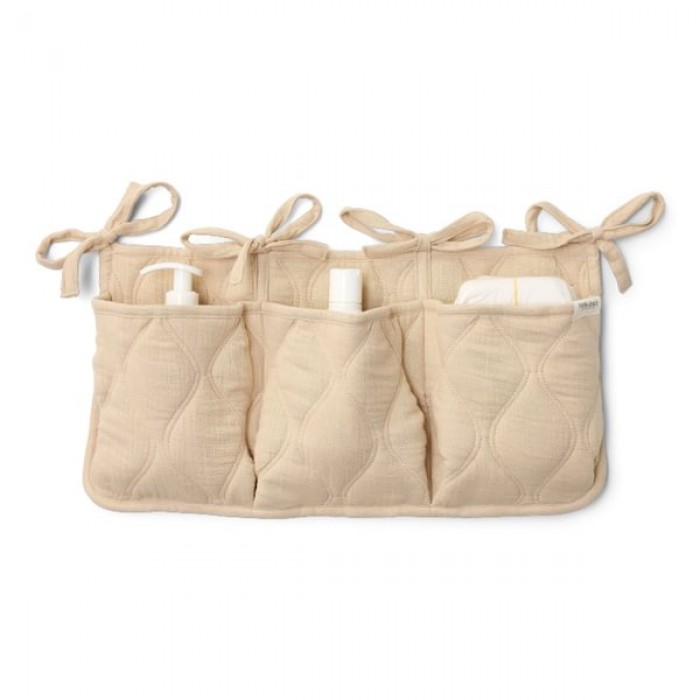 Organizator din bumbac organic pentru patut - Pure Soft Beige - Little Dutch