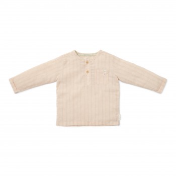 Bluza cu maneca lunga din mix de in si bumbac - Sand Stripes - Little Dutch