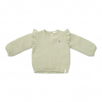 Bluza cu maneca lunga din muselina de bumbac organic - Grass Green - Little Dutch