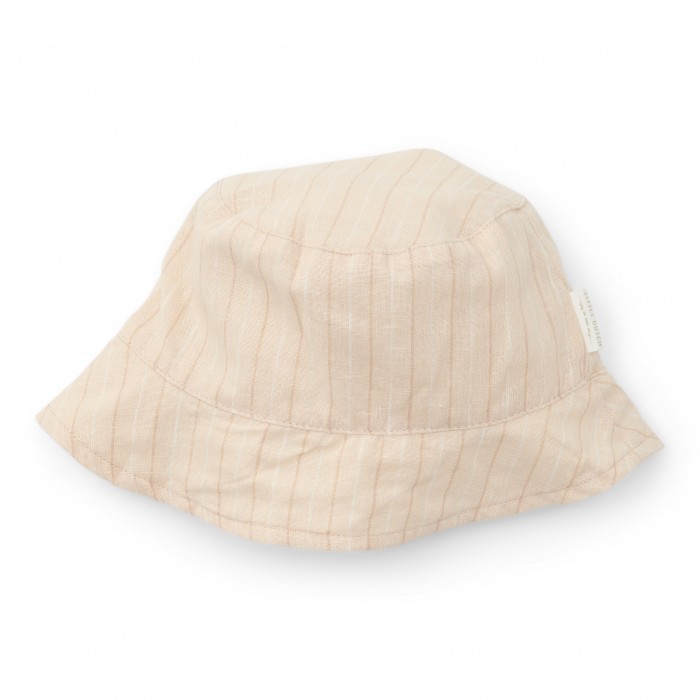 Palarie reversibila din mix de in  si bumbac - Sand Stripes / Beige - Little Dutch