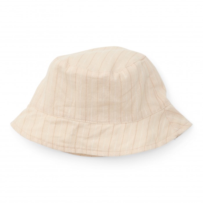 Palarie reversibila din mix de in  si bumbac - Sand Stripes / Beige - Little Dutch