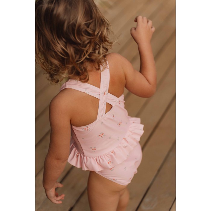 Costum de baie intreg fara maneci cu protectie UV 50+ - Ocean Dreams Pink - Little Dutch