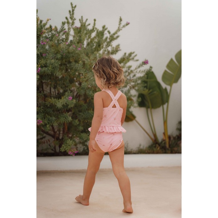 Costum de baie intreg fara maneci cu protectie UV 50+ - Ocean Dreams Pink - Little Dutch