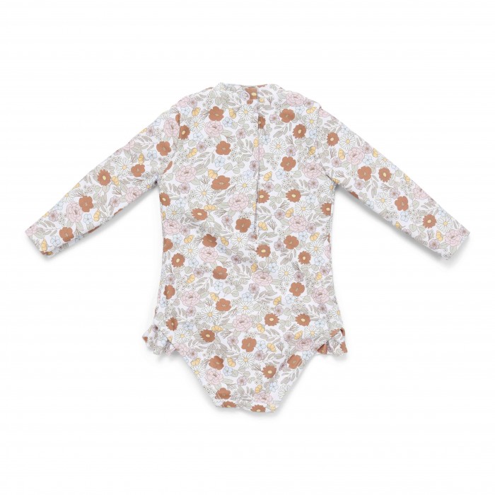 Costum de baie cu maneca lunga cu protectie UV 50+ - Vintage Little Flowers - Little Dutch