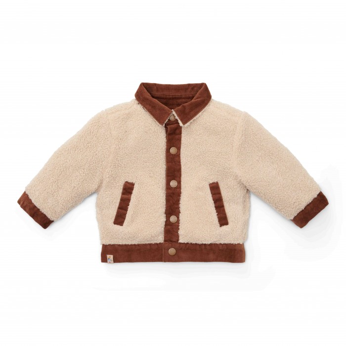Jacheta reversibila din bumbac organic - Brown / Sand - Little Farm - Little Dutch