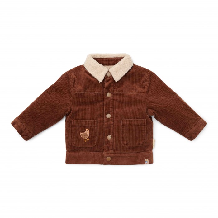 Jacheta reversibila din bumbac organic - Brown / Sand - Little Farm - Little Dutch