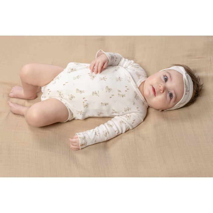 Body kimono cu maneca lunga  din bumbac organic - Baby Bunny - Little Dutch