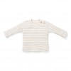 Bluza cu maneca lunga din bumbac organic - Stripe Sand/White - Little Dutch