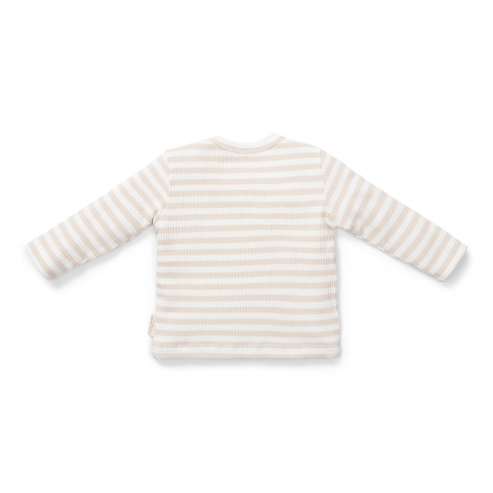 Bluza cu maneca lunga din bumbac organic - Stripe Sand/White - Little Dutch