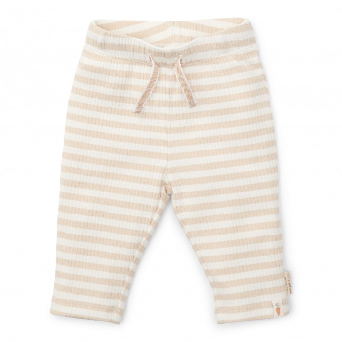 Pantaloni din bumbac organic - Stripe Sand/White - Little Dutch