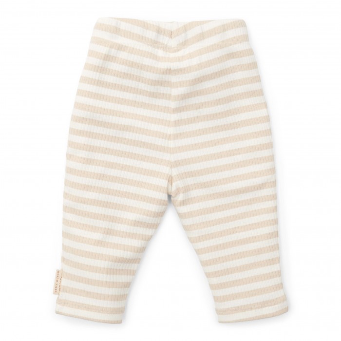 Pantaloni din bumbac organic - Stripe Sand/White - Little Dutch