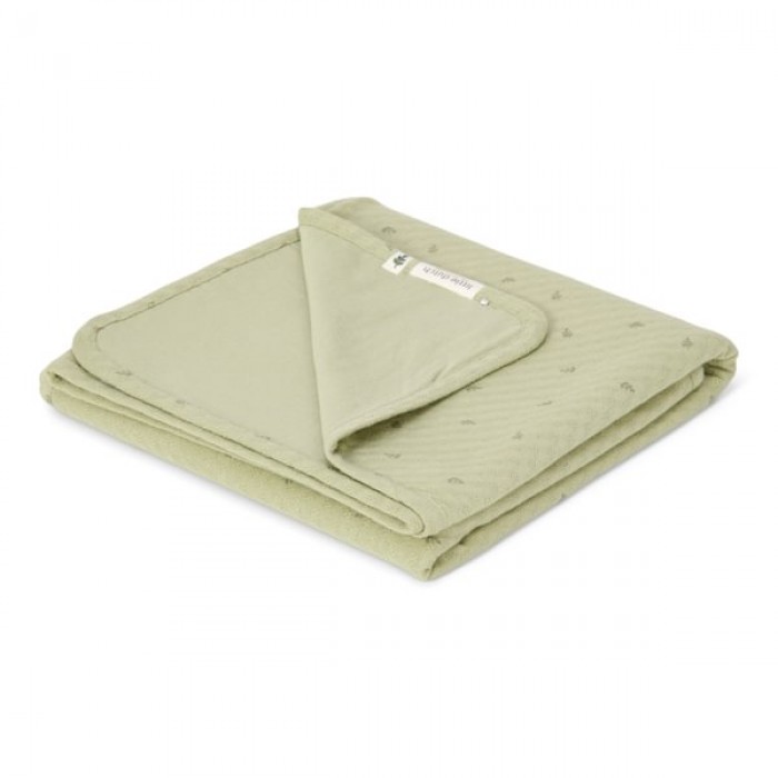 Patura dublata din bumbac organic  - Pure Sage Leaves - Little Dutch