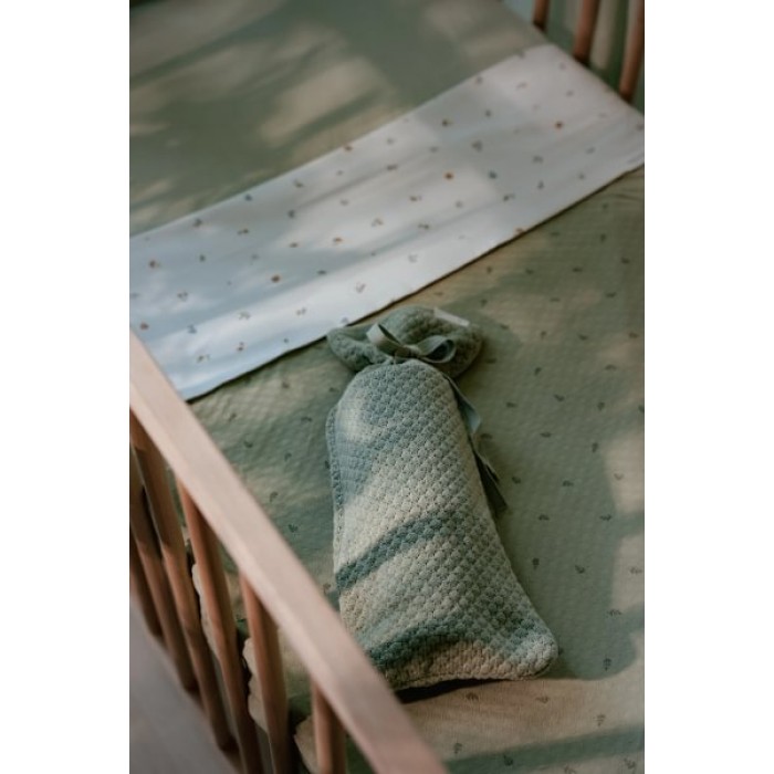 Patura dublata din bumbac organic  - Pure Sage Leaves - Little Dutch