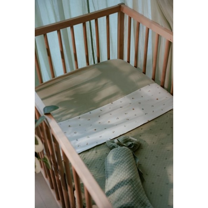 Patura dublata din bumbac organic  - Pure Sage Leaves - Little Dutch