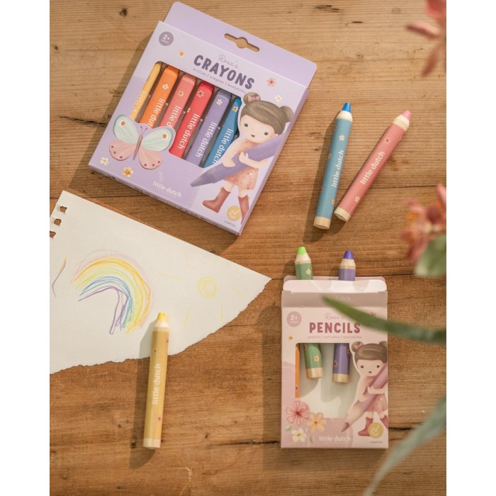 Creioane colorate 6 culori ROSA - Little Dutch